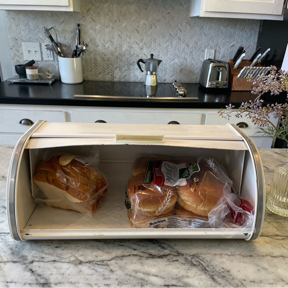 🥯🍞🥖🥨🥐🫓 Vintage Brabantia Large retro white metal and chrome roll bread box - Picture 13 of 14